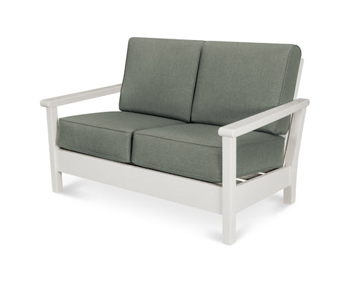 POLYWOOD Harbour Deep Seating Loveseat in Vintage White / Cast Sage image