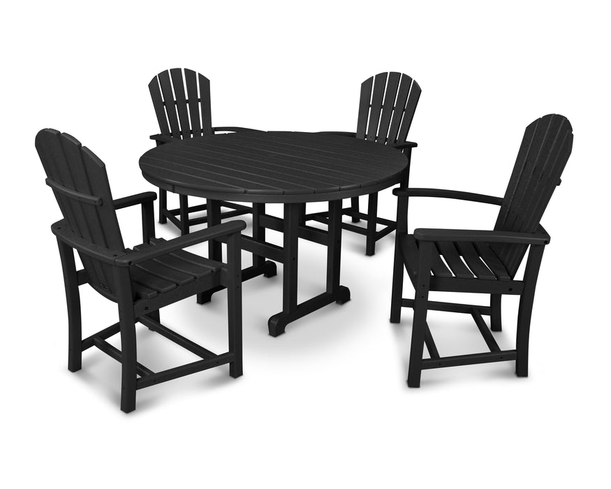 POLYWOOD Palm Coast 5-Piece Round Farmhouse Dining Set in Black