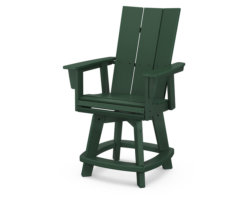 POLYWOOD Modern Curveback Adirondack Swivel Counter Chair in Green image