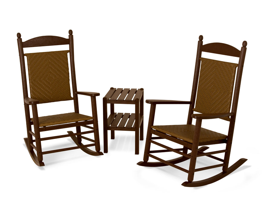 POLYWOOD Jefferson 3-Piece Woven Rocker Set in Mahogany / Tigerwood image