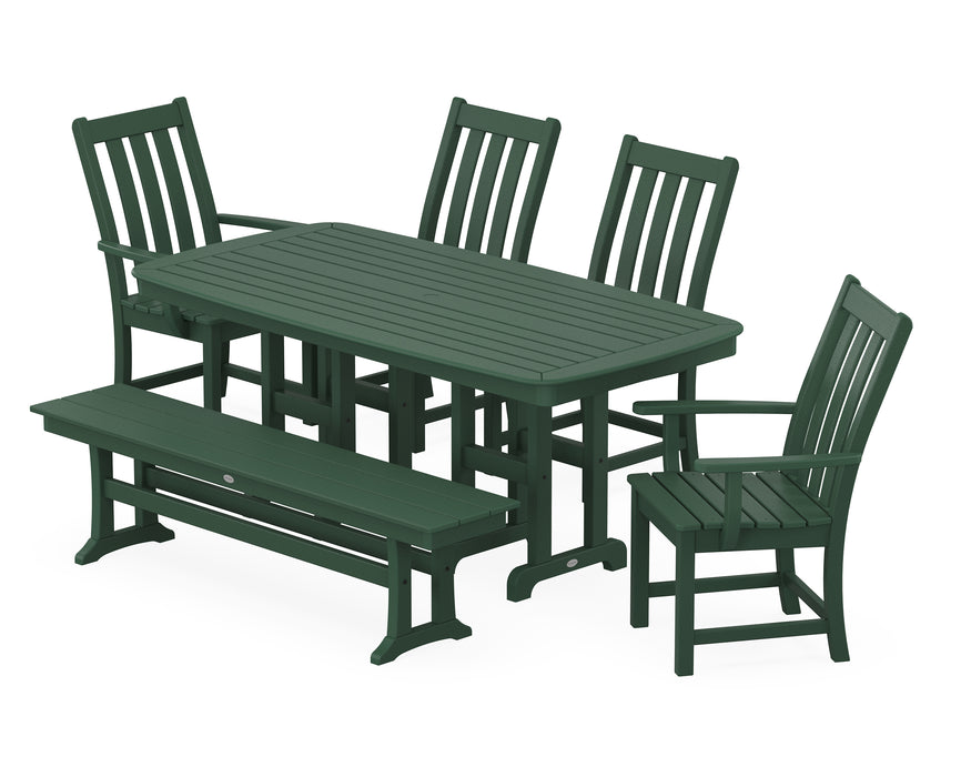 POLYWOOD Vineyard 6-Piece Dining Set with Bench in Green