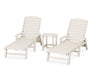 POLYWOOD Nautical 3-Piece Chaise Lounge with Arms Set with South Beach 18" Side Table in Sand image