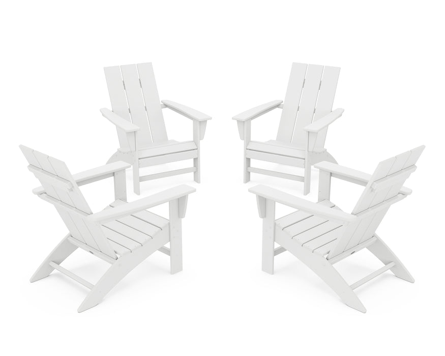 POLYWOOD 4-Piece Modern Adirondack Chair Conversation Set in White