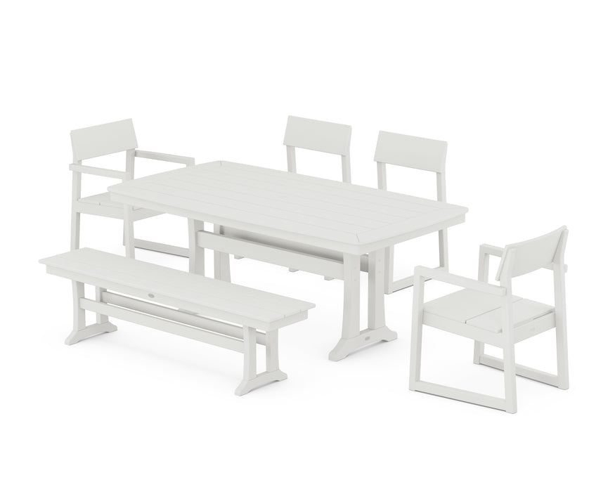 POLYWOOD EDGE 6-Piece Dining Set with Trestle Legs in Vintage White image