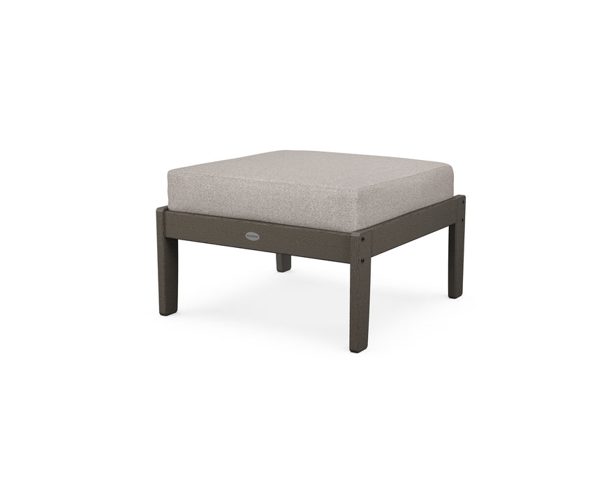 POLYWOOD Braxton Deep Seating Ottoman in Vintage Coffee / Weathered Tweed