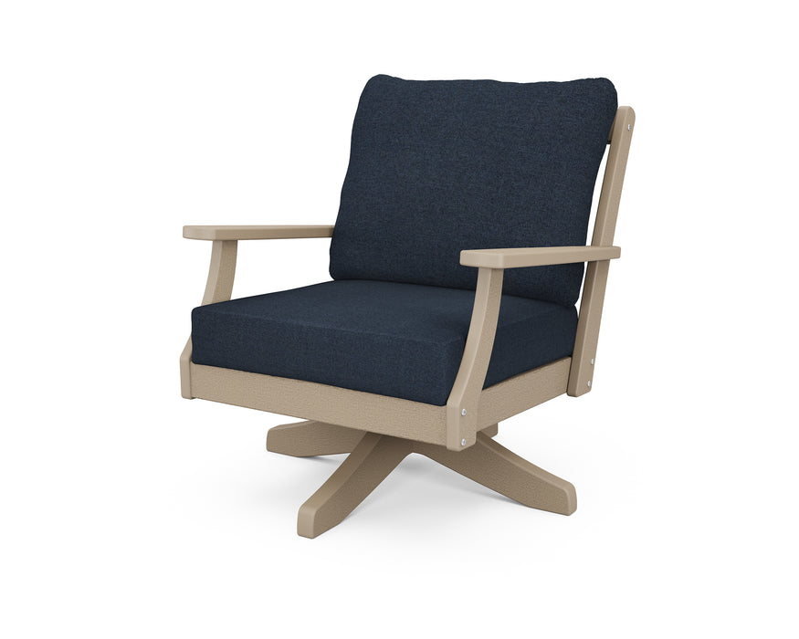 POLYWOOD Braxton Deep Seating Swivel Chair in Vintage Sahara / Marine Indigo image