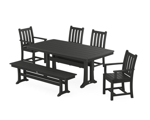 POLYWOOD Traditional Garden 6-Piece Dining Set with Trestle Legs in Black image