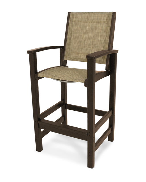 POLYWOOD Coastal Bar Chair in Mahogany / Burlap Sling image