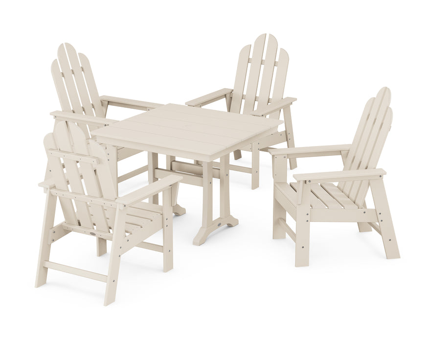 POLYWOOD Long Island 5-Piece Farmhouse Dining Set With Trestle Legs in Sand