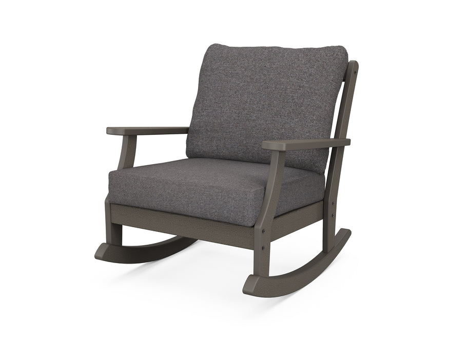 POLYWOOD Braxton Deep Seating Rocking Chair in Vintage Coffee / Ash Charcoal