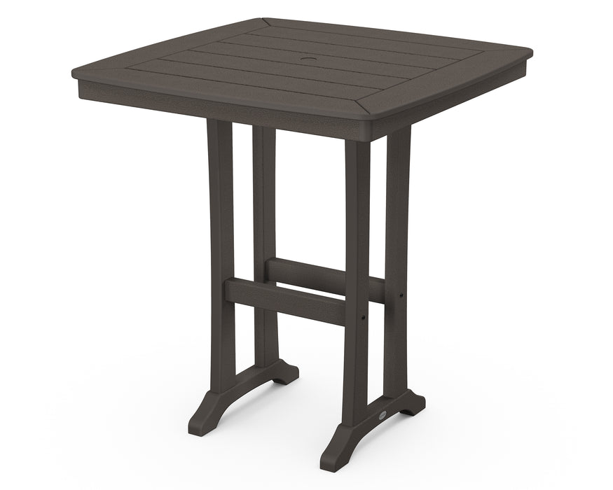 POLYWOOD Nautical Trestle 37" Bar Table in Vintage Coffee image