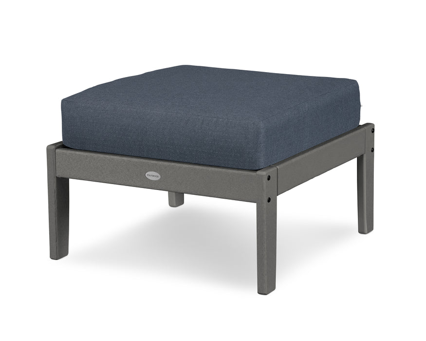 POLYWOOD Braxton Deep Seating Ottoman in Slate Grey / Sancy Denim