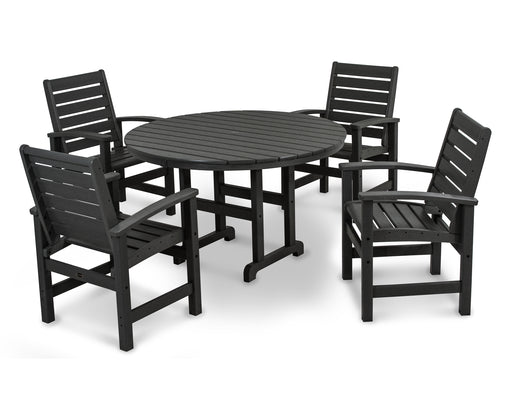 POLYWOOD Signature 5-Piece Round Farmhouse Dining Set in Black image