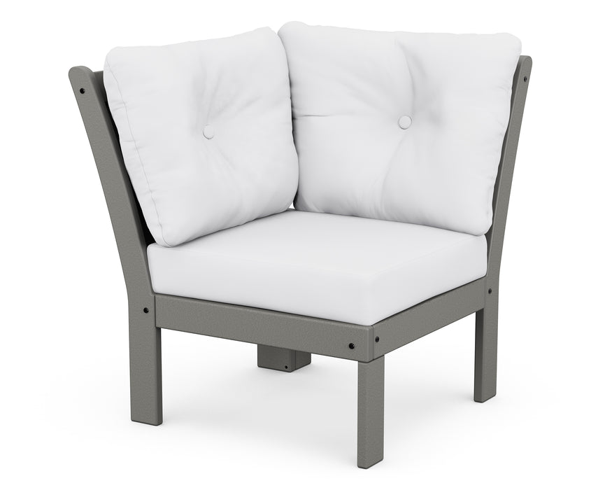 POLYWOOD Vineyard Modular Corner Chair in Slate Grey / Natural