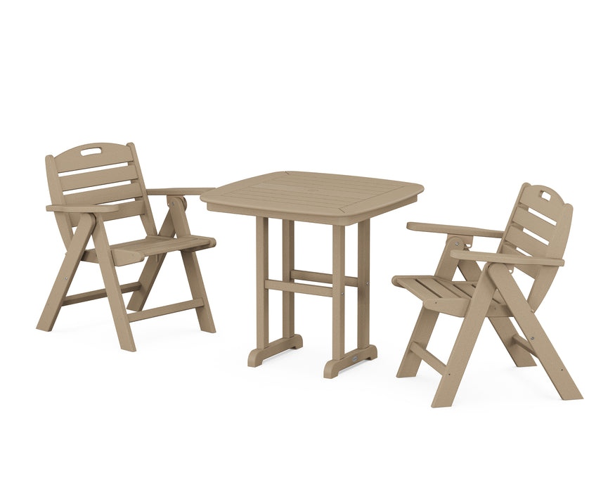 POLYWOOD Nautical Lowback Chair 3-Piece Dining Set in Vintage Sahara