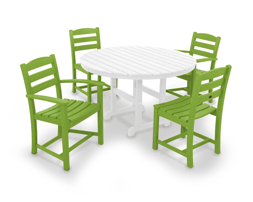 POLYWOOD La Casa Cafe 5-Piece Round Farmhouse Dining Set in Lime / White