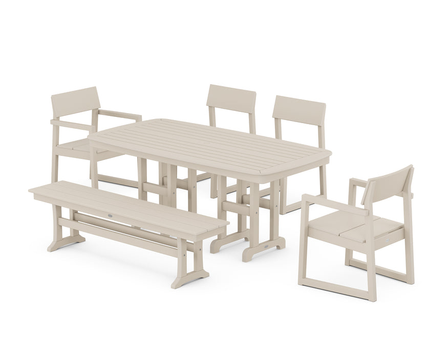 POLYWOOD EDGE 6-Piece Dining Set with Bench in Sand image