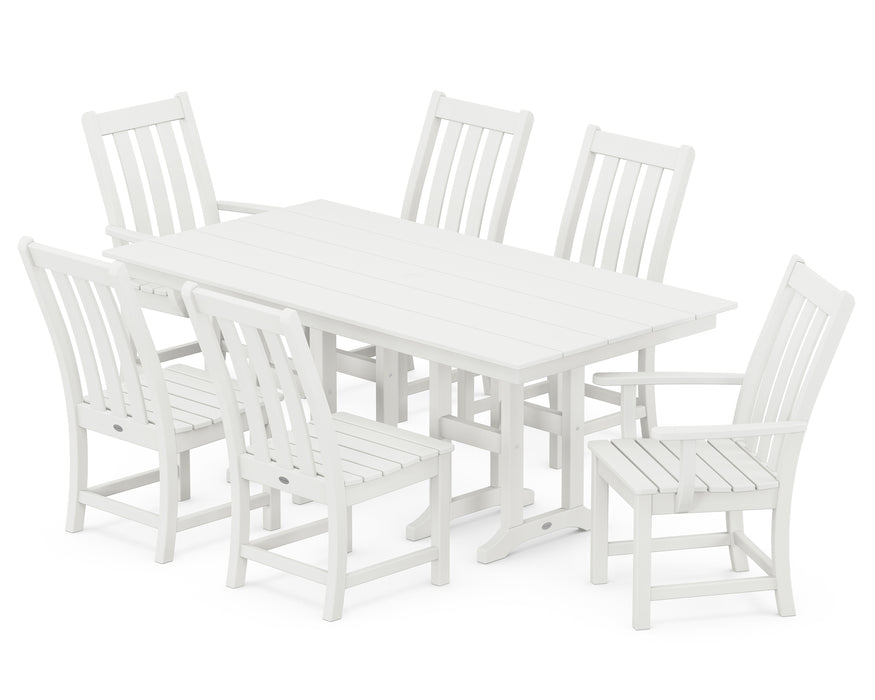 POLYWOOD Vineyard 7-Piece Farmhouse Dining Set in Vintage White