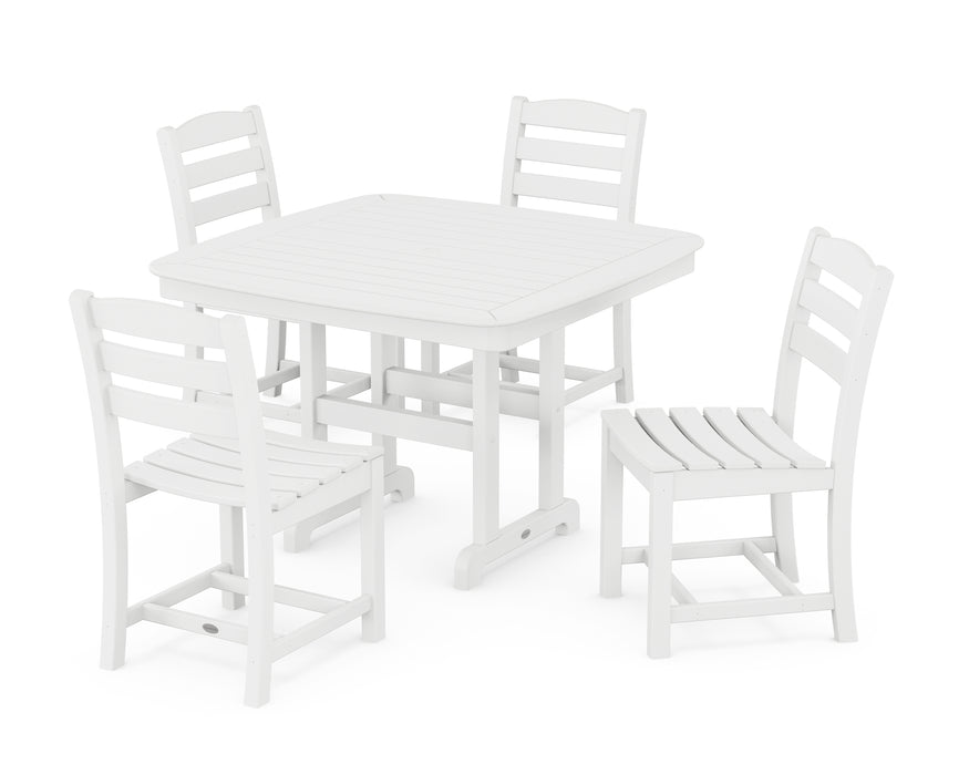 POLYWOOD La Casa Cafe Side Chair 5-Piece Dining Set with Trestle Legs in White