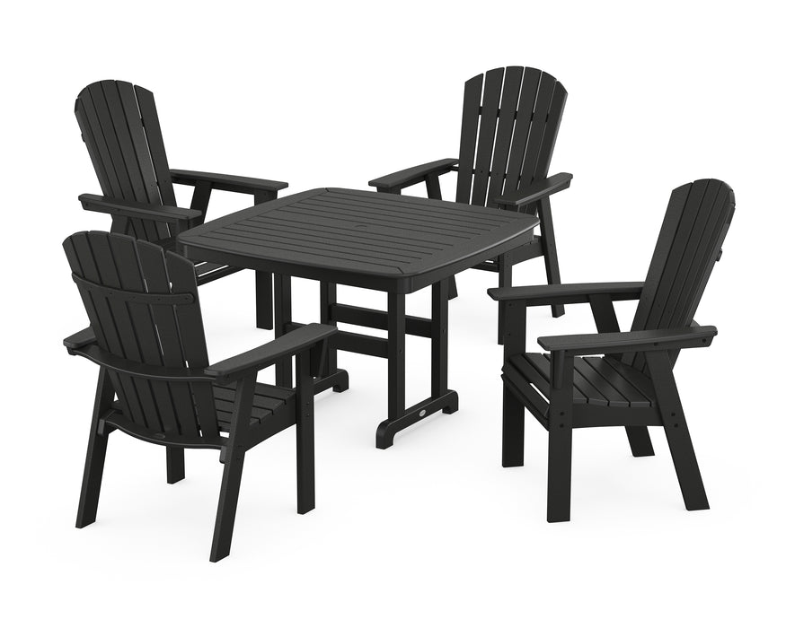 POLYWOOD Nautical Curveback Adirondack 5-Piece Dining Set in Black