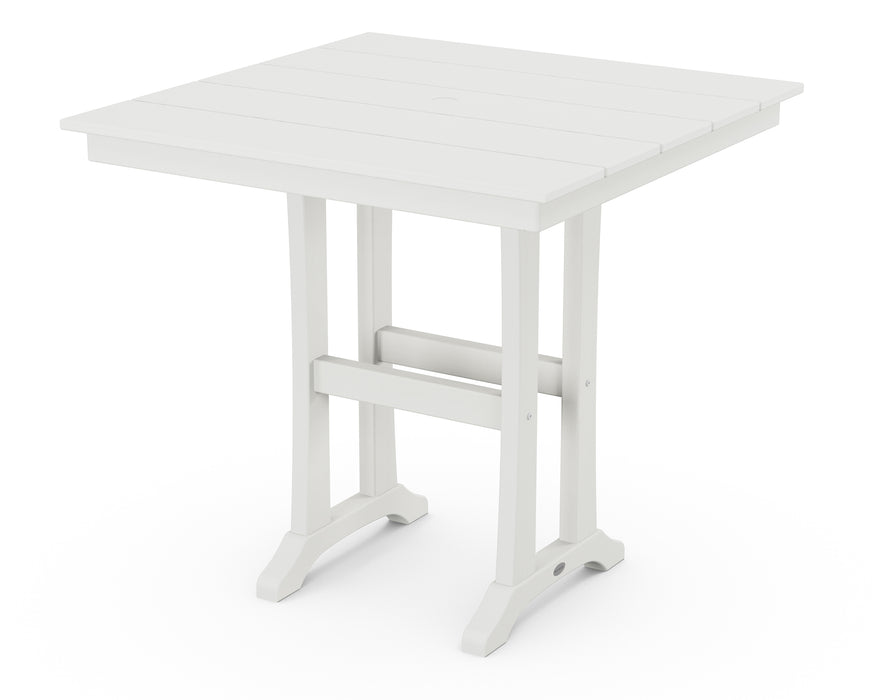 POLYWOOD Farmhouse Trestle 37" Counter Table in Vintage White