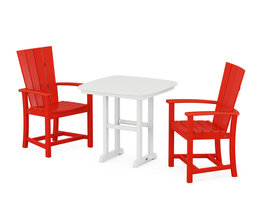 POLYWOOD Quattro 3-Piece Dining Set in Sunset Red image