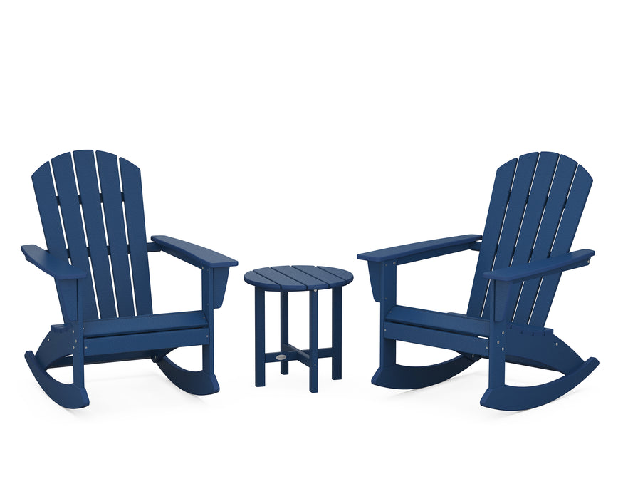 POLYWOOD Nautical 3-Piece Adirondack Rocking Chair Set in Navy image