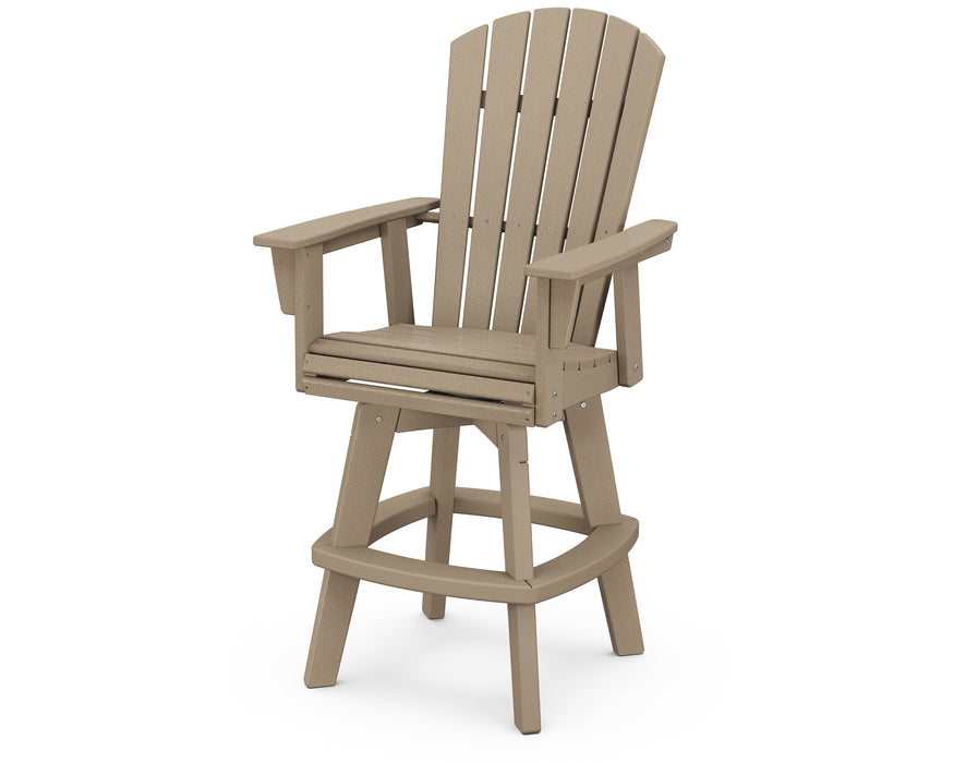 POLYWOOD Nautical Curveback Adirondack Swivel Bar Chair in Vintage Sahara image