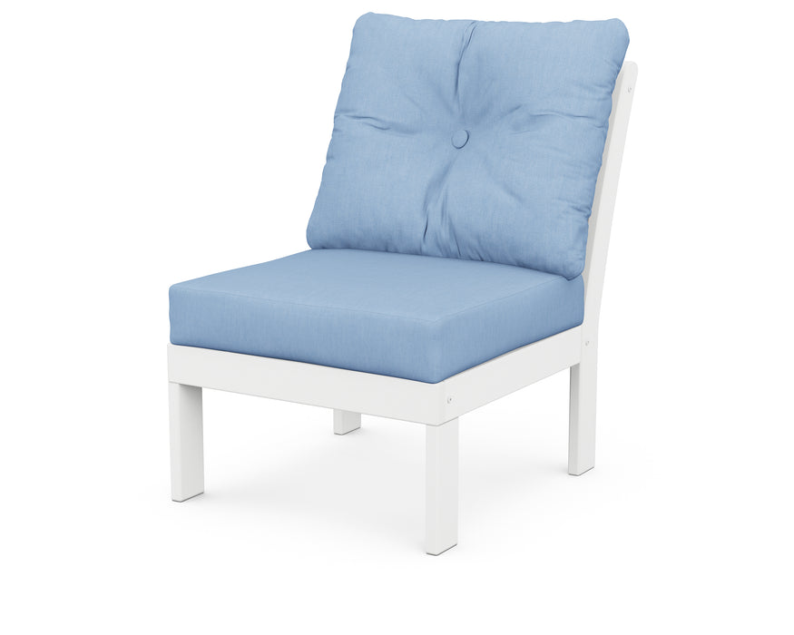 POLYWOOD Vineyard Modular Armless Chair in White / Air Blue