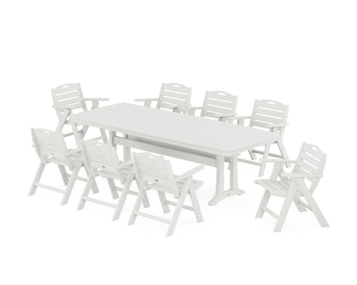 POLYWOOD Nautical Lowback 9-Piece Dining Set with Trestle Legs in Vintage White image