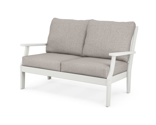 POLYWOOD Braxton Deep Seating Loveseat in Vintage White / Weathered Tweed image