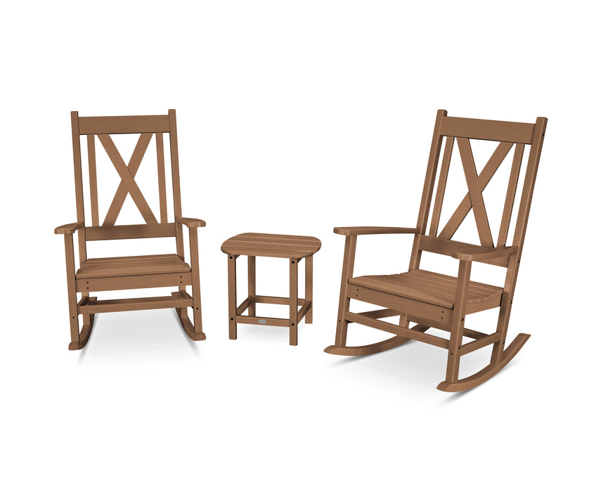 POLYWOOD Braxton 3-Piece Porch Rocking Chair Set in Teak image