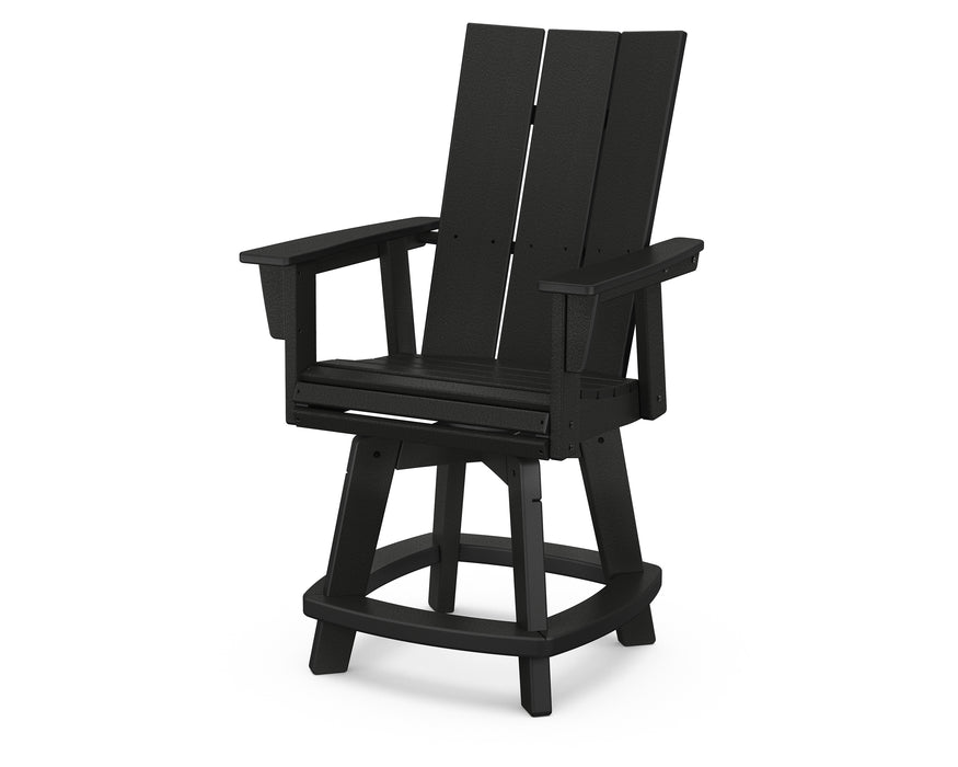 POLYWOOD Modern Curveback Adirondack Swivel Counter Chair in Black image