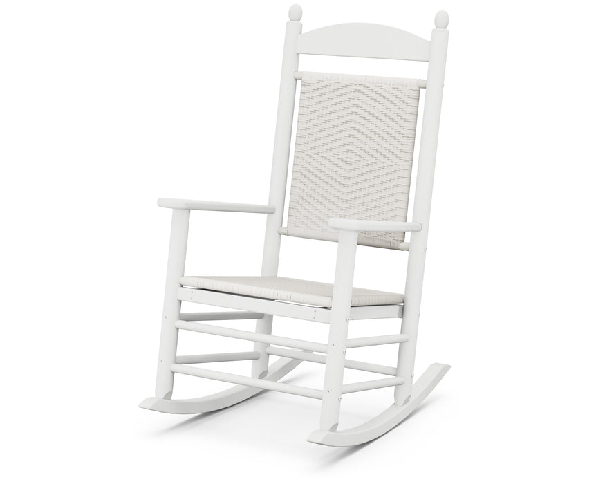 POLYWOOD Jefferson Woven Rocking Chair in White / White Loom image