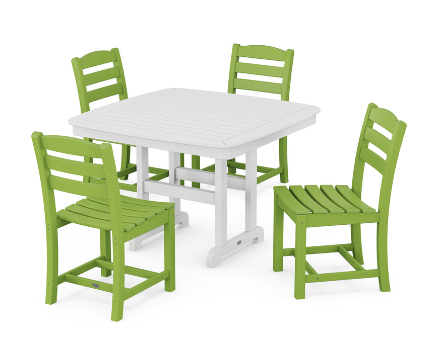 POLYWOOD La Casa Cafe Side Chair 5-Piece Dining Set with Trestle Legs in Lime / White