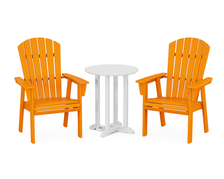 POLYWOOD Nautical Adirondack 3-Piece Round Dining Set in Tangerine