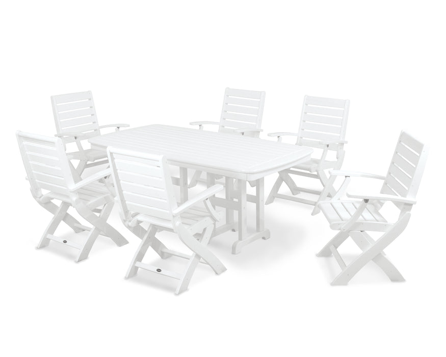 POLYWOOD Signature Folding Chair 7-Piece Dining Set in White image