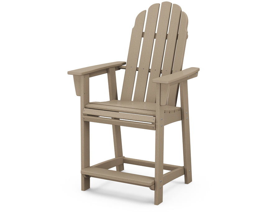 POLYWOOD Vineyard Curveback Adirondack Counter Chair in Vintage Sahara