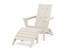 POLYWOOD Modern Folding Adirondack Chair 2-Piece Set with Ottoman in Sand image