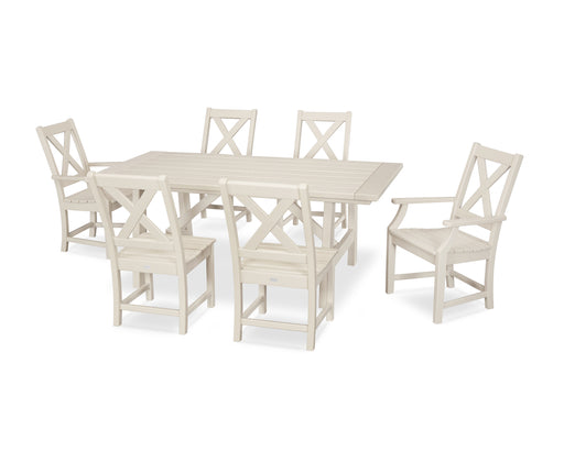 POLYWOOD Braxton 7-Piece Rustic Farmhouse Dining Set in Sand image