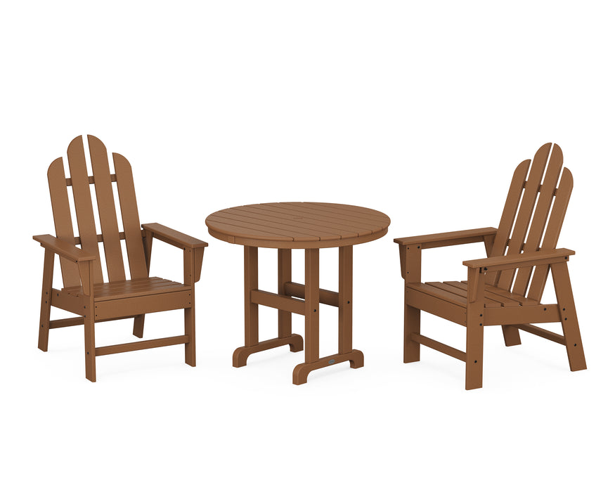 POLYWOOD Long Island 3-Piece Round Dining Set in Teak