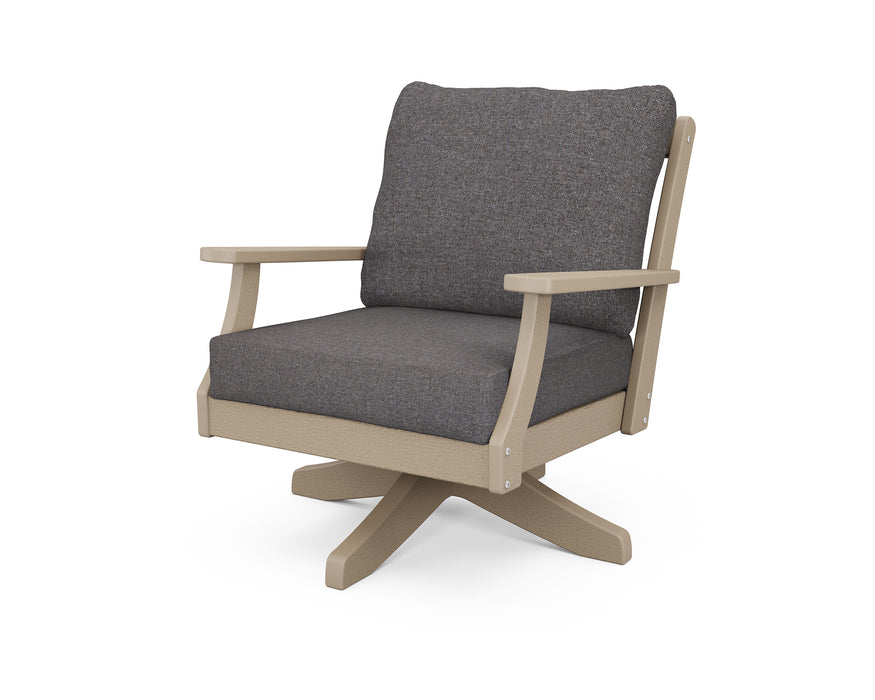 POLYWOOD Braxton Deep Seating Swivel Chair in Vintage Sahara / Ash Charcoal