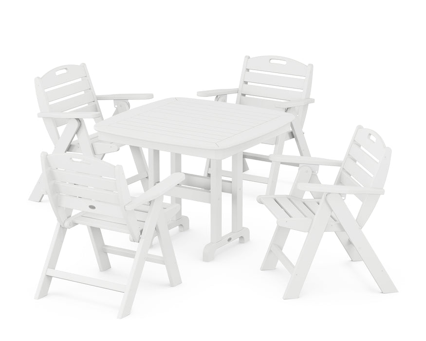 POLYWOOD Nautical Lowback Chair 5-Piece Dining Set in White