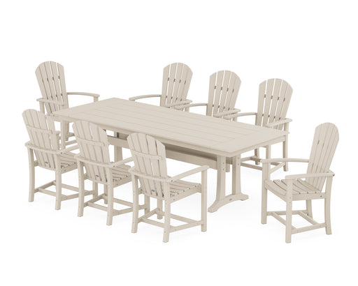 POLYWOOD Palm Coast 9-Piece Farmhouse Dining Set with Trestle Legs in Sand image