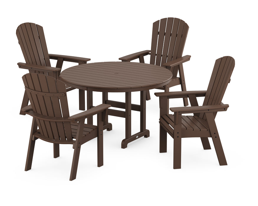 POLYWOOD Nautical Adirondack 5-Piece Round Farmhouse Dining Set in Mahogany image