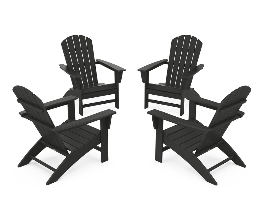 POLYWOOD Nautical 4-Piece Adirondack Conversation Set in Black