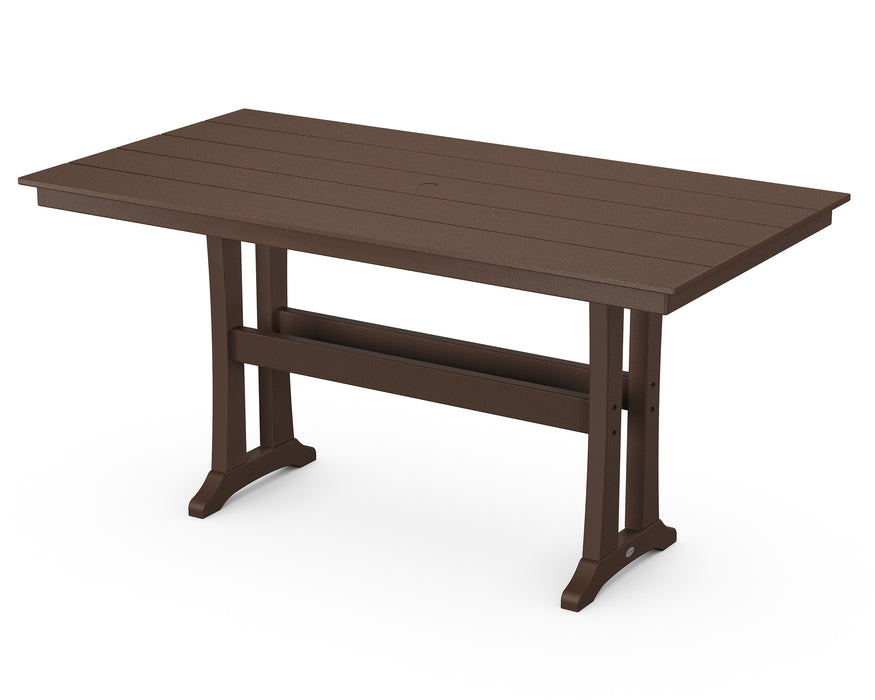 POLYWOOD Farmhouse Trestle 37" x 72" Counter Table in Mahogany