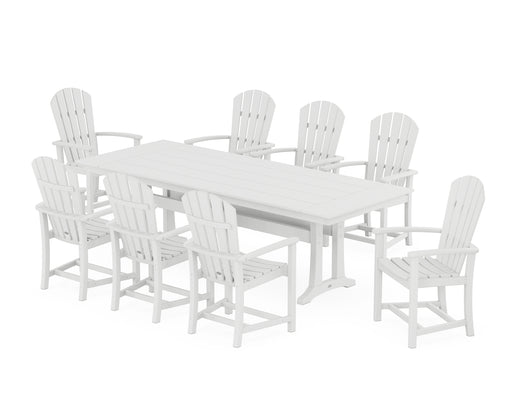 POLYWOOD Palm Coast 9-Piece Farmhouse Dining Set with Trestle Legs in White image