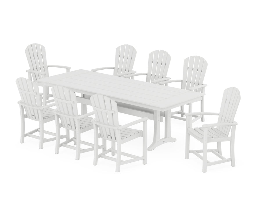 POLYWOOD Palm Coast 9-Piece Farmhouse Dining Set with Trestle Legs in White image