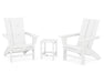 POLYWOOD Modern 3-Piece Curveback Adirondack Set with Long Island 18" Side Table in White image